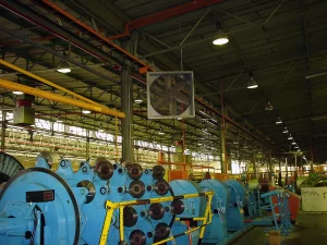 Belt-driven EOR fans ensuring airflow in agricultural sheds