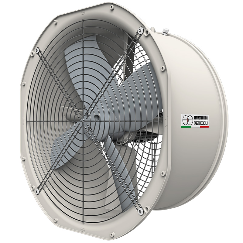 Sistema di ventilazione con circolatore d’aria cilindrico in plastica